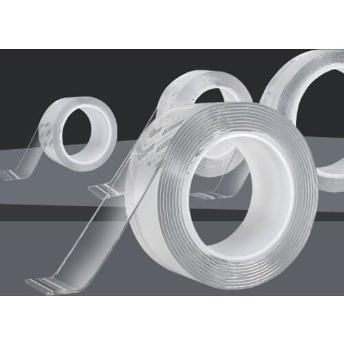 1Roll Transparent Magic Nano Tape Reusable Washable Double-sided Tape Adhesive Nano tape No Trace Paste Removable Glue Household
