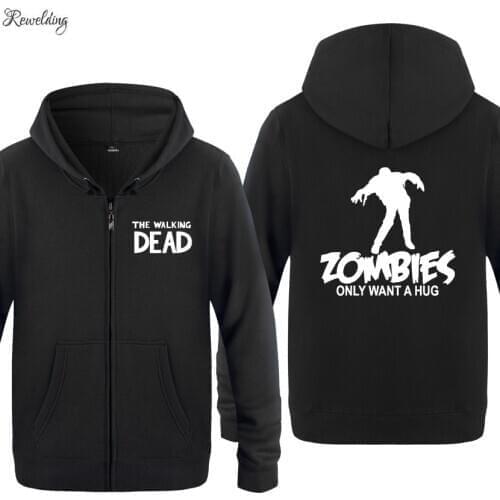 THE WALKING DEAD Printed Hoodies Men Fleece Long Sleeve Zipper Jacket Sweatshirt Coat Winter Fitness Tracksuit Moleton Masculino