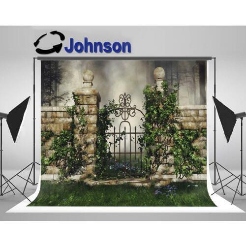 Garden Gate Green Vines Meadow Door Iron Gate backdrop High quality Computer print wedding background