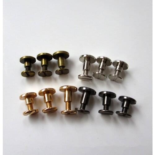 30Sets Pure Copper Screw Rivets Studs DIY Crafts Arts Leather Belt Solid Screw Nail Buckles Office Accounting Book Knob Spikes