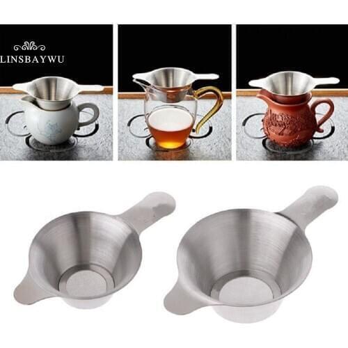 High Quality Silver Stainless Steel Tea Strainer Fine Mesh Chinese Kungfu Tea Leaf Funnel Filter Gift For Kitchen&Office