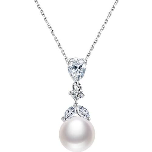 Luxury Pearl Necklace 925 Silver Jewelry with Zircon Gemstone Pendant Accessories for Women Wedding Promise Party Gift Ornaments