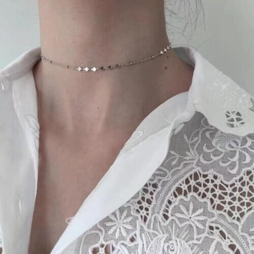 DAIWUJAN Real 925 Sterling Silver Love Heart Romantic Choker Necklaces For Women Gold Beads Chain Fine Jewelry Accessories 2019