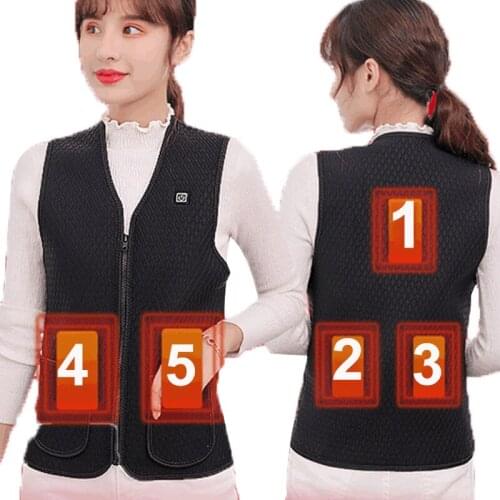 Winter Jacket Women Men V Neck Electric Heated Vest USB Heated Jacket Veste Femme Hunting Self Heating Vests Thermal Vest Vestes