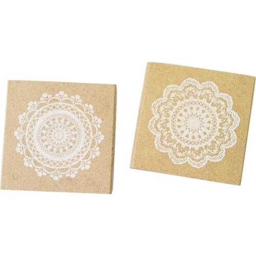 1pcs/lot 4.5X4.5cm new romantic lace flower square wooden stamp DIY scrapbooking rubber stamps gifts for children