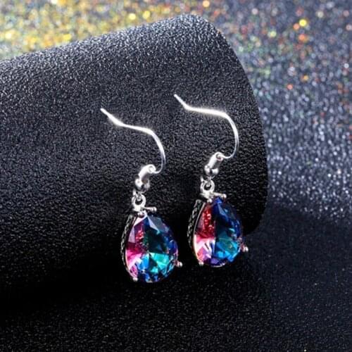 1pc Fashion Muticolor Shiny Rhinestone Water Drop Earrings For Women Elegant Dangle Earrings Jewelry Christmas Gifts