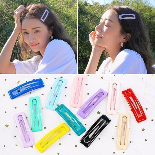 1 PC BB Clip Candy Color Square Hair Clips Alloy Girl Hairpin Summer Cartoon Hair Accessories Fashion Printing Hairclips