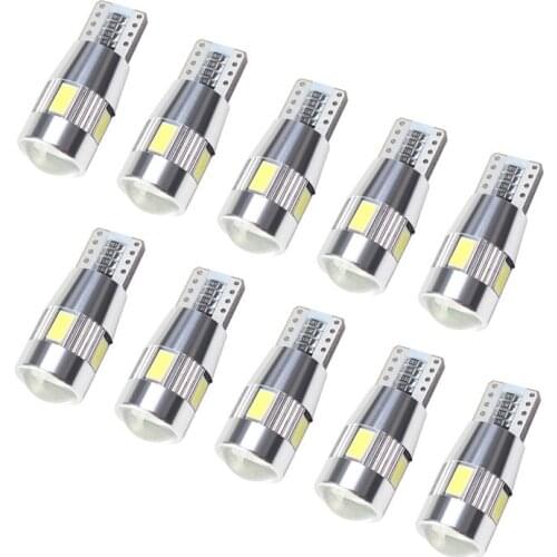 10PCS 6SMD T10 LED Light Bulbs White Red Green Blue W5W 194 Interior Lights Error Free