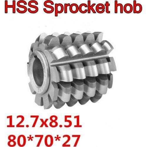 12.7x8.51 High quality HSS-M2 Sprocket hob Gear hob 80x70x27mm Inner hole 1pcs Free shipping