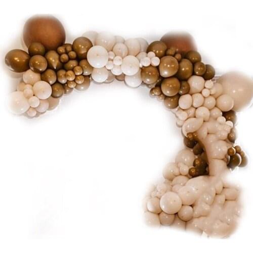 136Pcs Double Coffee Balloons Garland Kits,Double Skin Latex Balloon Arch for Birthday/Wedding/Baby Shower Party Decor