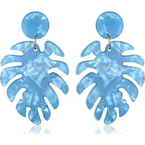2021 Fashion Jewelry Acrylic Sheet Dangle Earrings for Women Charm Leaves Shaped Vintage Statement Resin Earring