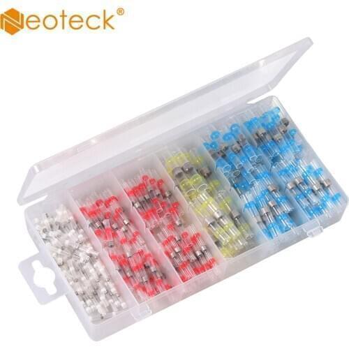 Neoteck 250PCS Solder Seal Wire Connectors Heat Shrink Butt Connectors Electrical Wire Terminals Insulated Waterproof Marine