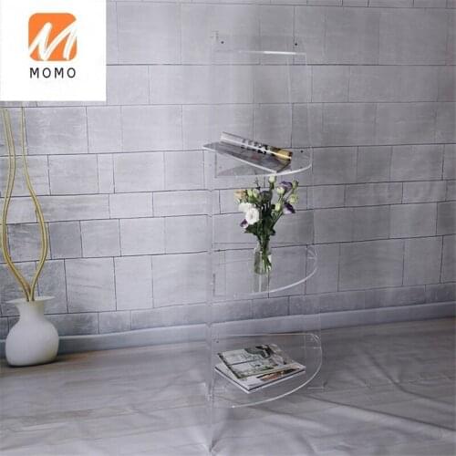 3 Layers Custom Perspex Bookshelf Acrylic Bathroom Corner Shelf For Display