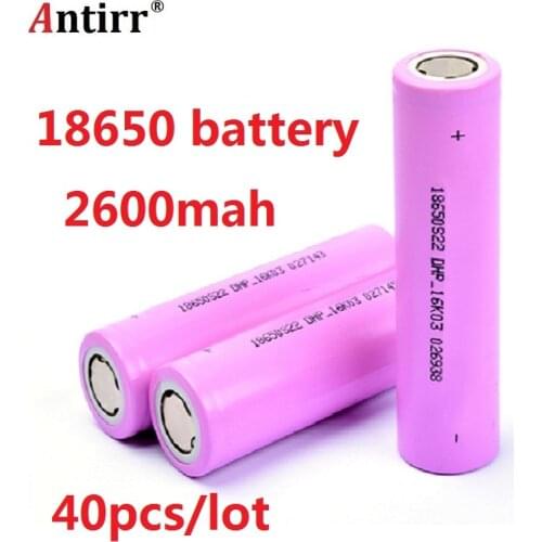 40pcs/lot 3.7V 2600mAh Antirr Original 18650 rechargeable li-ion Battery For ICR18650-26F ICR18650 26F 2600 mAH batteries