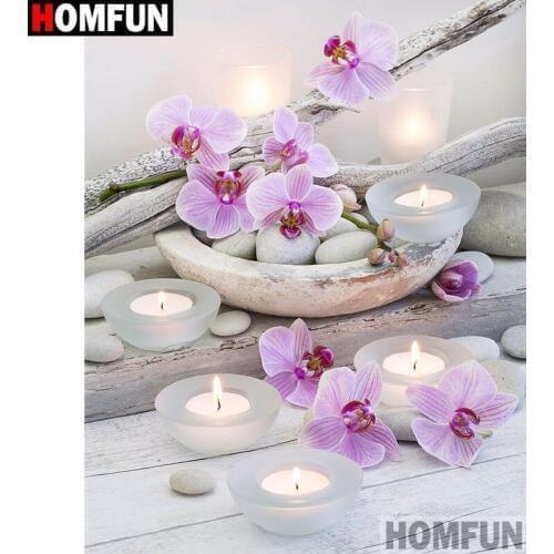 HOMFUN Full Square/Round Drill 5D DIY Diamond Painting "Flower stone" Embroidery Cross Stitch 5D Home Decor Gift A17091