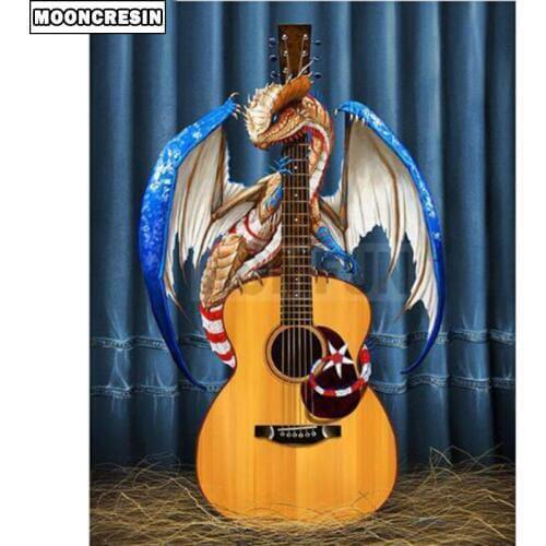 Diy 3D Diamond Mosaic Painting By Number Guitar Diamond Embroidery Cross Stitch Full Square Diamond Painting Animal Decor Gift