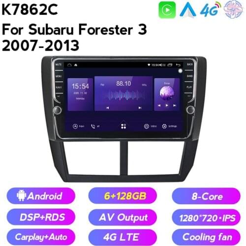Android11 Built in Carplay Auto IPS Screen Car Radio Player For Subaru Forester 3 SH Impreza 2007-2013 4G LTE 8-Core BT WIFI SWC