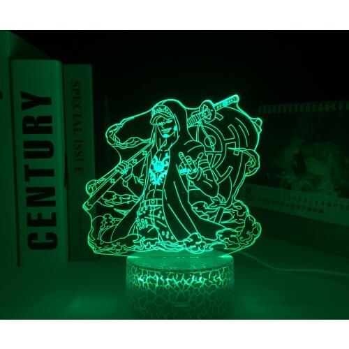 Anime Figure 3D White Crake LED Nightlight Trafalgar Law Table Lamp Colorful Nightlight Cool Birthday Gift Bedroom Decor Light