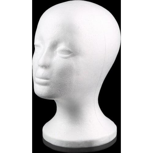 1 PC Female Styrofoam Foam Mannequin Manikin Head Model Hat Glasses Display Foam Mannequin Head Model Hat Wig Display Stand Rack