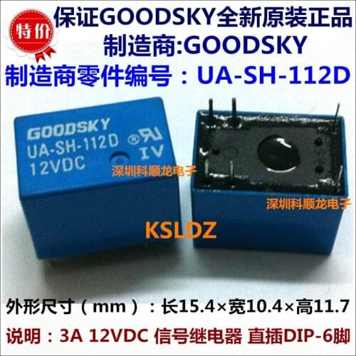 Free shipping lot (10 pieces/lot) GOODSKY UA-SH-112D 6PINS 3A 12VDC Signal Relay original New