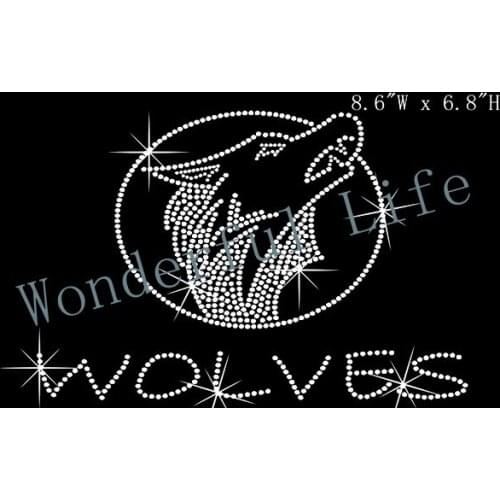 Free Shipping wolf head Rhinestone Transfer Design Image iron on Rhinestone Iron On Transfer
