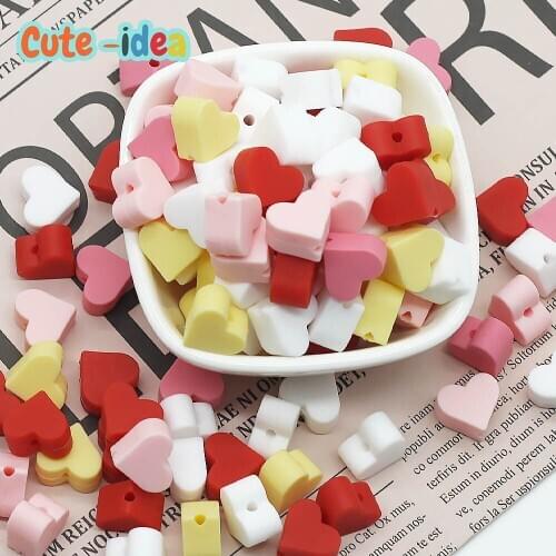 Cute-idea Food Grade 30pcs Silicone Little Heart beads DIY Baby Teething Pacifier chains Baby goods Chew Toys Accessories