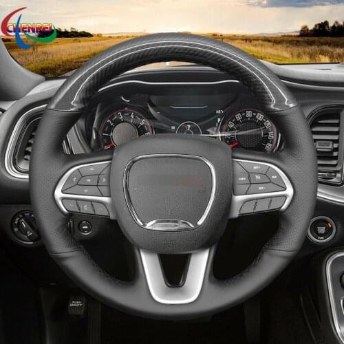 DIY Hand-Sewn Non-Slip Leather Suede Steering Wheel Cover For Dodge Challenger Charger Durango Car Interior Accessories