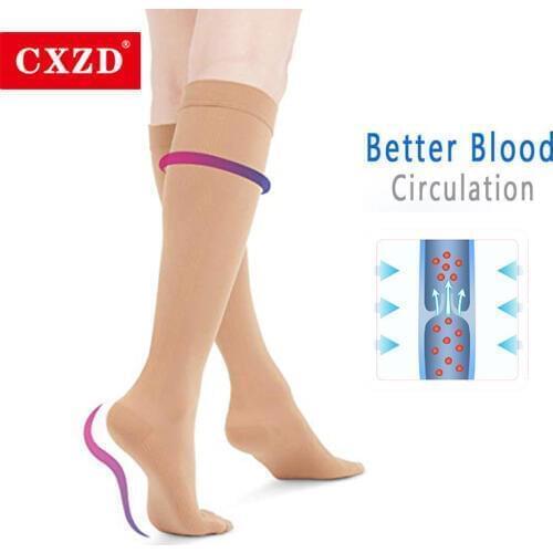 CXZD Women Medical Compression Socks Pressure Level Medical Calf Peep-to Socks Varicose Veins Mid-calf Slim Sock