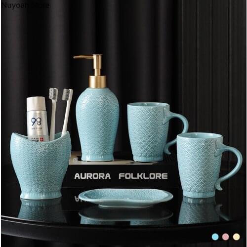 European Style Bathroom Supplies Creative Fish Scale Pattern Lotion Bottle Soap Dish Toothbrush Holder Bathroom Accessories