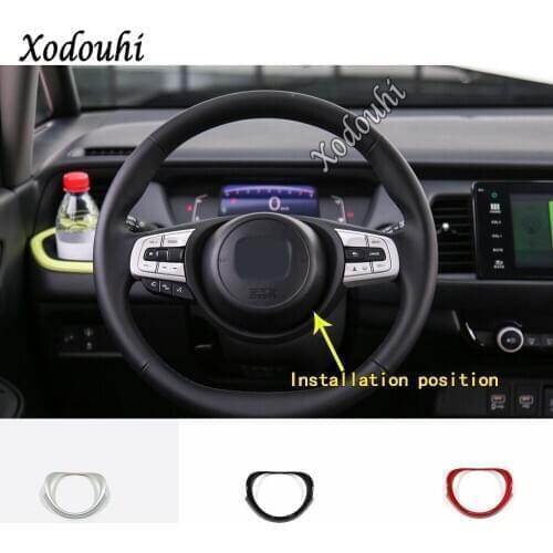 For Honda Fit Jazz 2020 2021 Car Sticker Styling Cover Detector Steering ABS Interior Kit Trim Frame Parts 1pcs