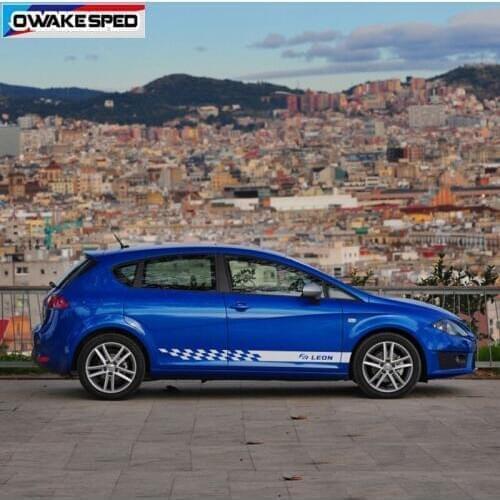 Both Side Racing Stripes For Seat Leon FR TGI ST SC TSI Cupra Car Door Skirt Stickers Sport Styling Body Decor Decal