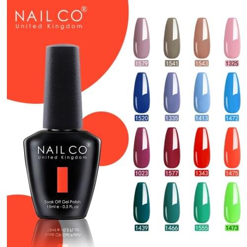 NAILCO 15ML Gel Nail Polish 47 Colors UV LED Semi Permanent Nail Polish Long Lasting Gel Lacquer Nail Art Varnish Hybrid