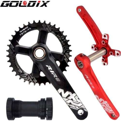 GOLDIX Mountain Bike Crankset Hollow Integrated 104BCD Bicycle Crankset 32T/34T/36T/38T/40T Wide and Narrow Cranks