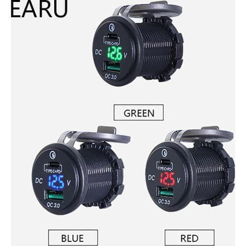 Voltage Meter Voltmeter Display Car Charger TYPE-C+PD QC3.0 Double Outlet High-power Suitable For All Kinds Of Type-C Equipment