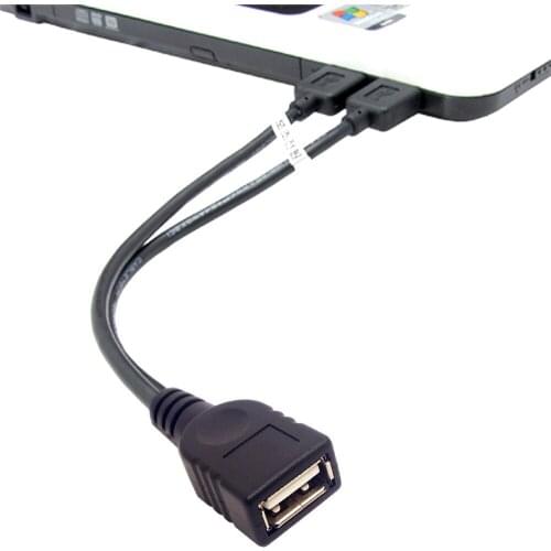 Jimier CY Cable BK USB 2.0 Female A to Dual A Male Extra Power Data Y Cable for 2.5" Hard Disk