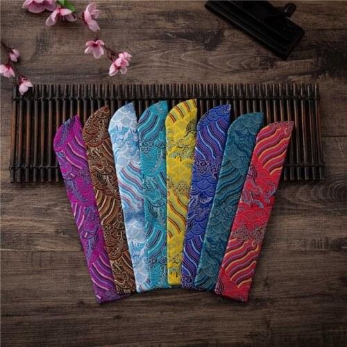Chinese Classical Hand Fan Cover Bag Vintage Embroidery Wave Clouds Heldheld Folding Fan Sleeve Protector Pouch Pocket