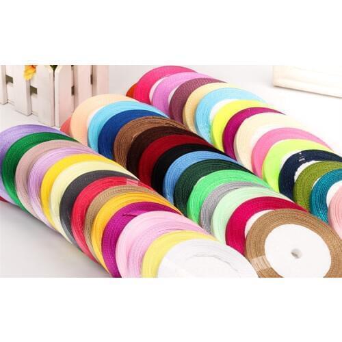 6mm 25 yards Single Face Silk Satin Ribbon Decorative Gift Packing Wedding Crafts Christmas Free Shipping