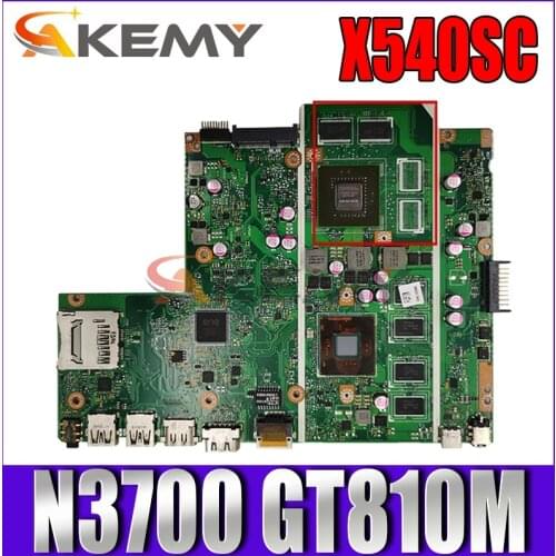 Akemy X540SC Laptop motherboard for ASUS VivoBook X540SCA X540S original mainboard 4GB-RAM N3700 CPU GT810M