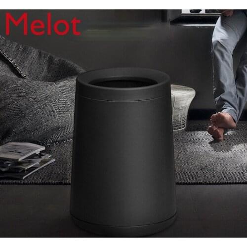 Stainless Steel Trash Can Home Living Room Light Luxury High-End Bedroom Simple Modern Bathroom Grid Bathroom