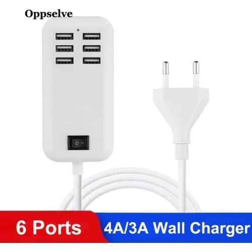 EU/US 4A/3A Plug Wall Dock Fast Charging Extension Power Adapter for iPhone 12 11 X Huawei Phone Tablet USB Charger HUB 6 Ports