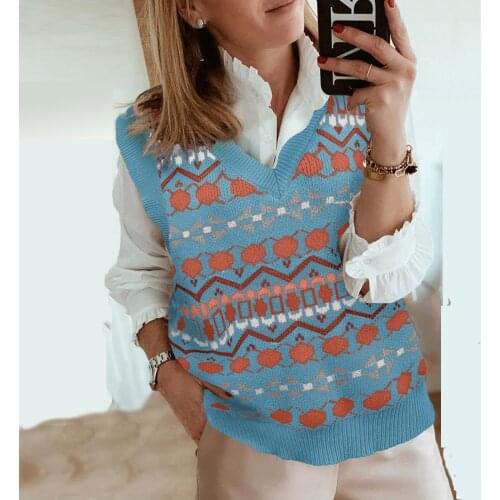 New Knitted Vest Womens Preppy Style Knitwear Tank Top Autumn Winter Sleeveless V-neck Vintage Sweater Vest Свитер Женский