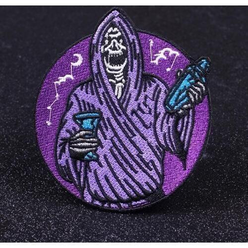 Pulaqi Grim Reaper Cloth Patches Nirvana Band Patch Embroidered Patches Iron on Patches For Clothing Rock Bands Badges Applique