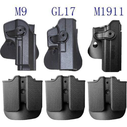 IMI Tactical Gun Holster for Glock 17 18 19 Beretta M9 92 Colt 1911 Airsoft Pistol Case with Magazine Pouch Hunting Military