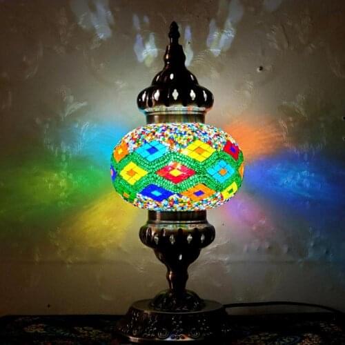 D18cm Turkey Art Table Lamp Moroccan Exotic Mosaic Bedroom Bedside Living Room Ethnic Cafe Baby Room Decor Desk Lamp