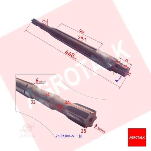 Shaft I for Taishan TS254 / TS304 series tractor with Feidong FD295T / FD2100T , part number: 25.37.188-5
