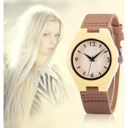 Часы женские BOBO BIRD Wood Women Watches reloj mujer Quartz Wristwatches Ladies in Wooden Gift Box reloj mujer Drop Shipping