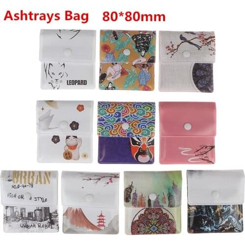 1pc Mini PVC Ashtrays Bag Potable Pocket Ashtray Outdoor Smoking Cigarette Cigar Ash Tray Smoking Tray Cendrier 80*80mm