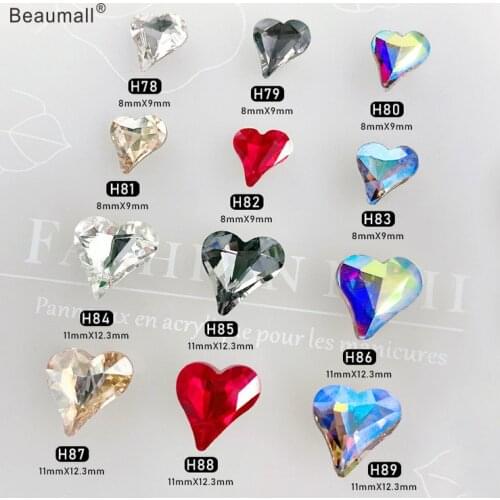 10pcs/lot, 3d Nail Art Hearts Shapes Crystal Rhinestones For Nail Tips Decorations