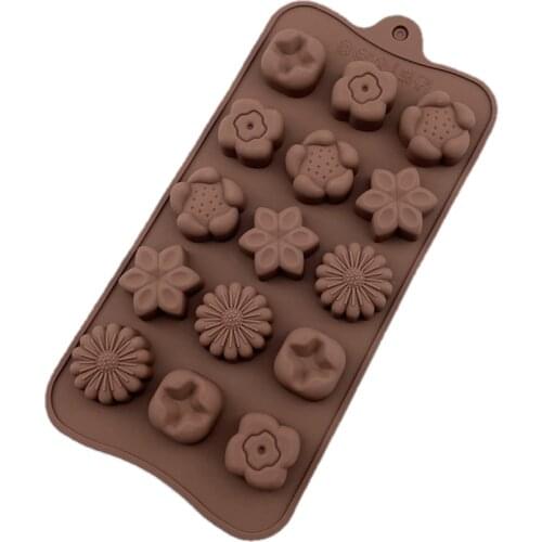 15 cavity New Flowers Chocolate Molds Candy Baking Cupcake Decorations Cake Mold 3D