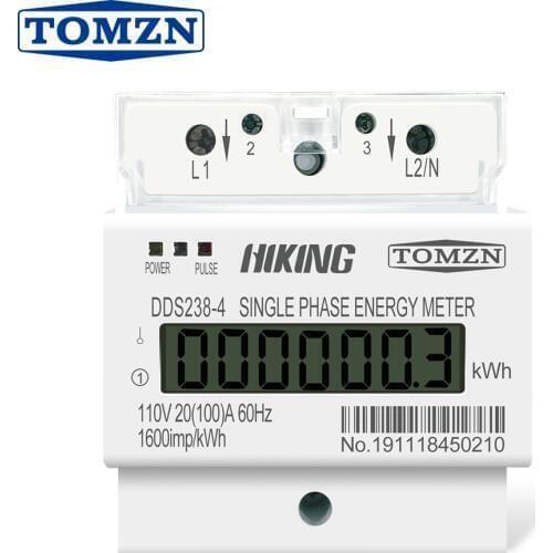 20(100)A 110V 60HZ DDS238-4 Single phase Din rail KWH Watt hour din-rail energy meter LCD
